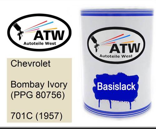 Chevrolet, Bombay Ivory (PPG 80756), 701C (1957): 500ml Lackdose, von ATW Autoteile West.